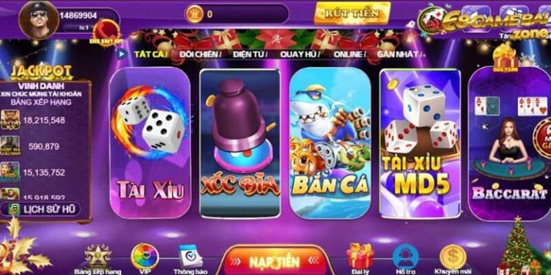 Giao diện nổi bật, kho game hấp dẫn